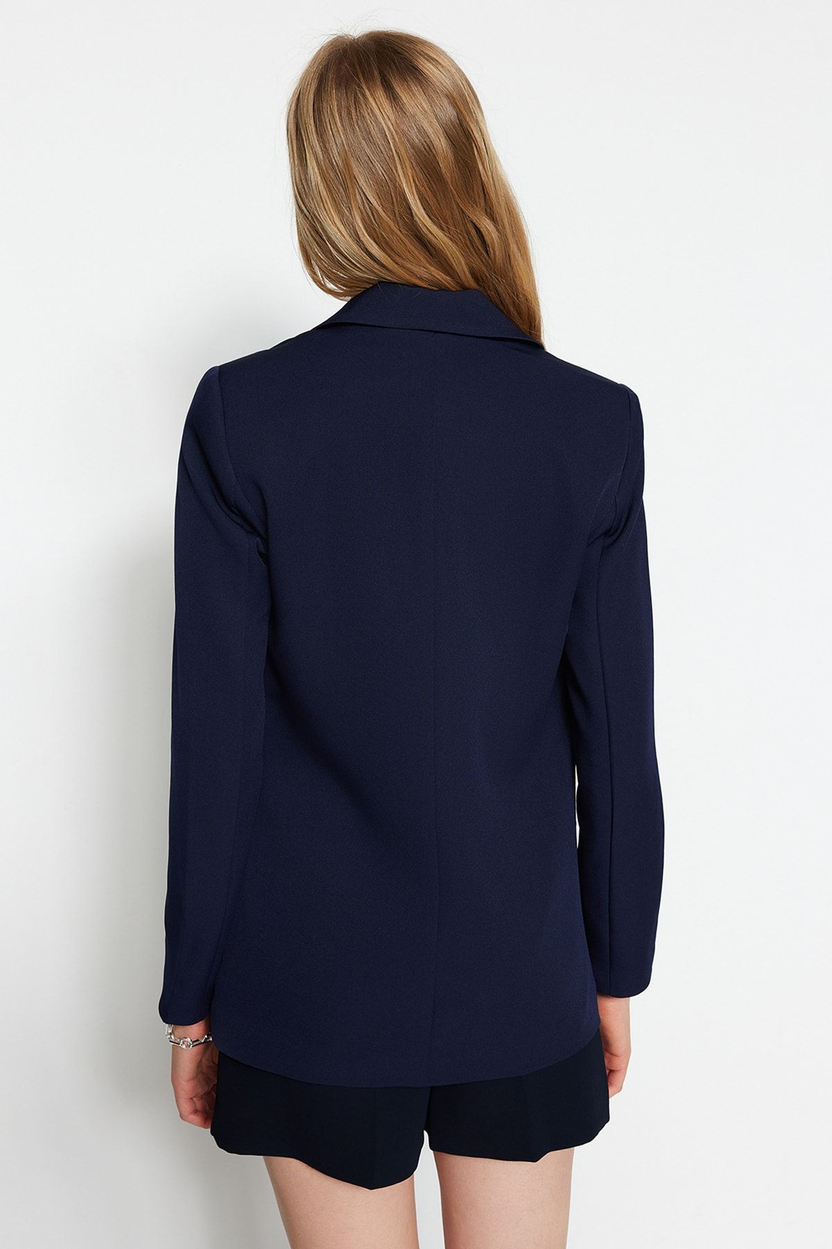 Trendyol Collection-Navy Blue Regular Gray Geometric Patterned Lined Single Button Pocket Woven Blazer Jacket Twoaw20Ce0316 7