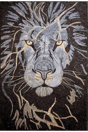 Sanatsal Mermer Taş Mozaik Tablo-aslan Leon Art Mosaic