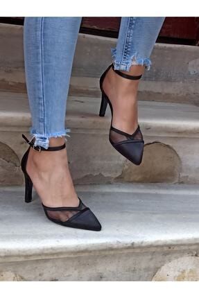 Kadın Siyah Saten Topuklu Ayakkabı DS-EPSA