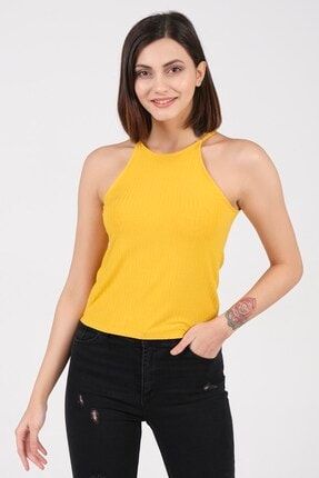 Kadın Sarı T-shirt F itilli Askılı MRT-1001