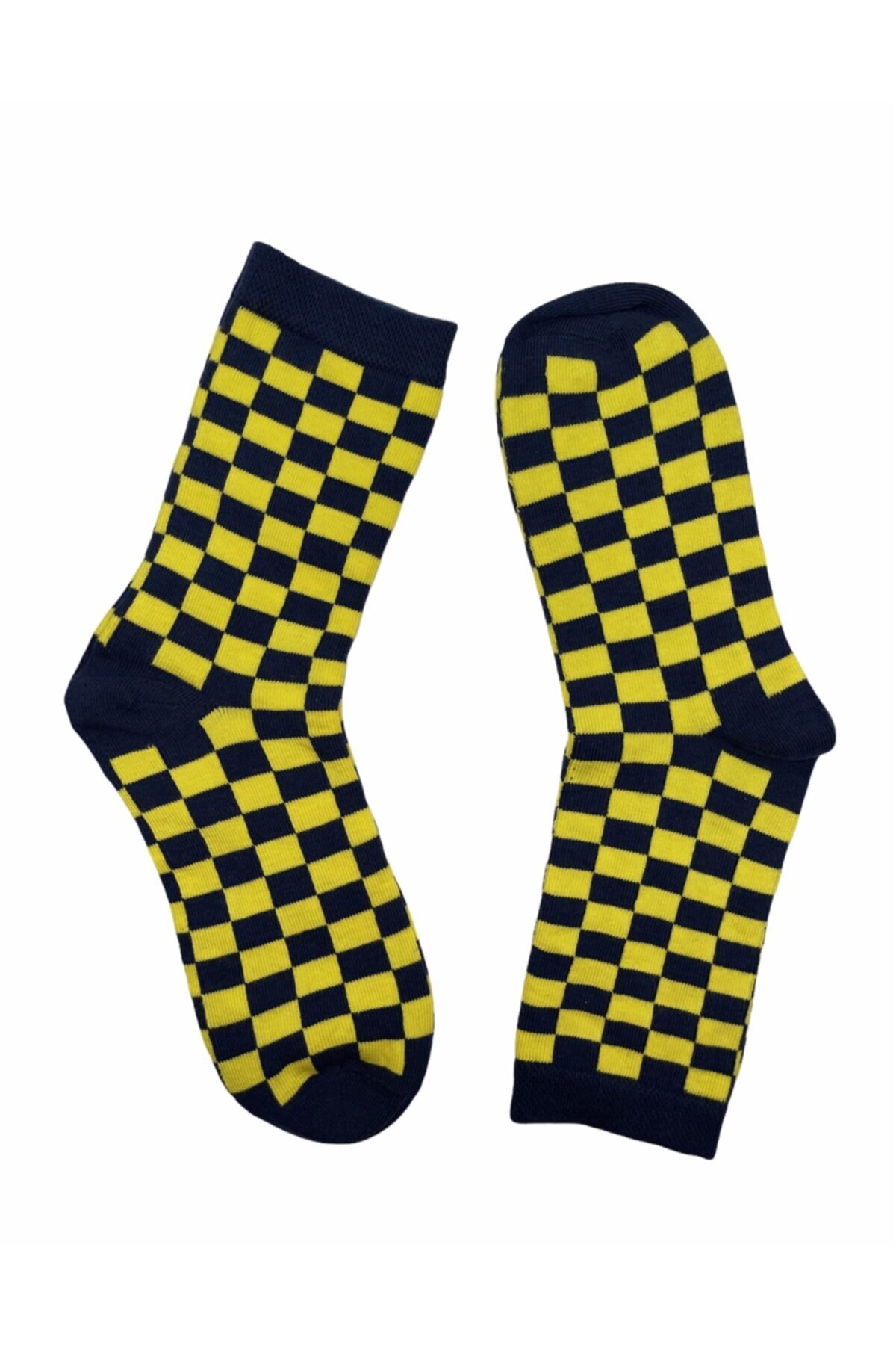 NBG ÇORAP 2'li Sarı-lacivert Damalı Çorap Kutusu