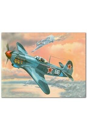 Ahşap Tablo Nostalfik Savaş Uçağı Çizim Sanat (50x70 Cm Boyut) Yatay-15165 -50-70
