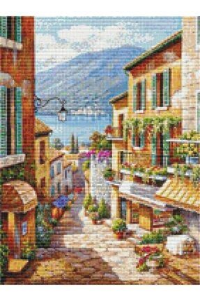 Sanat Italyan Sokağı Ve Çiçekli Balkonları Elmas Mozaik Tablo/mozaik Puzzle 35x45cm E20201343m E20201343M
