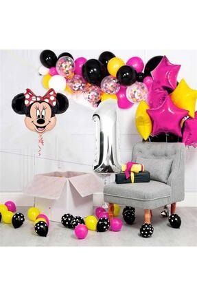 Minnie Mouse Balon Doğum Günü Seti 80 Balon Ve Balon Zinciri Aparatı CemrekSüsParti971