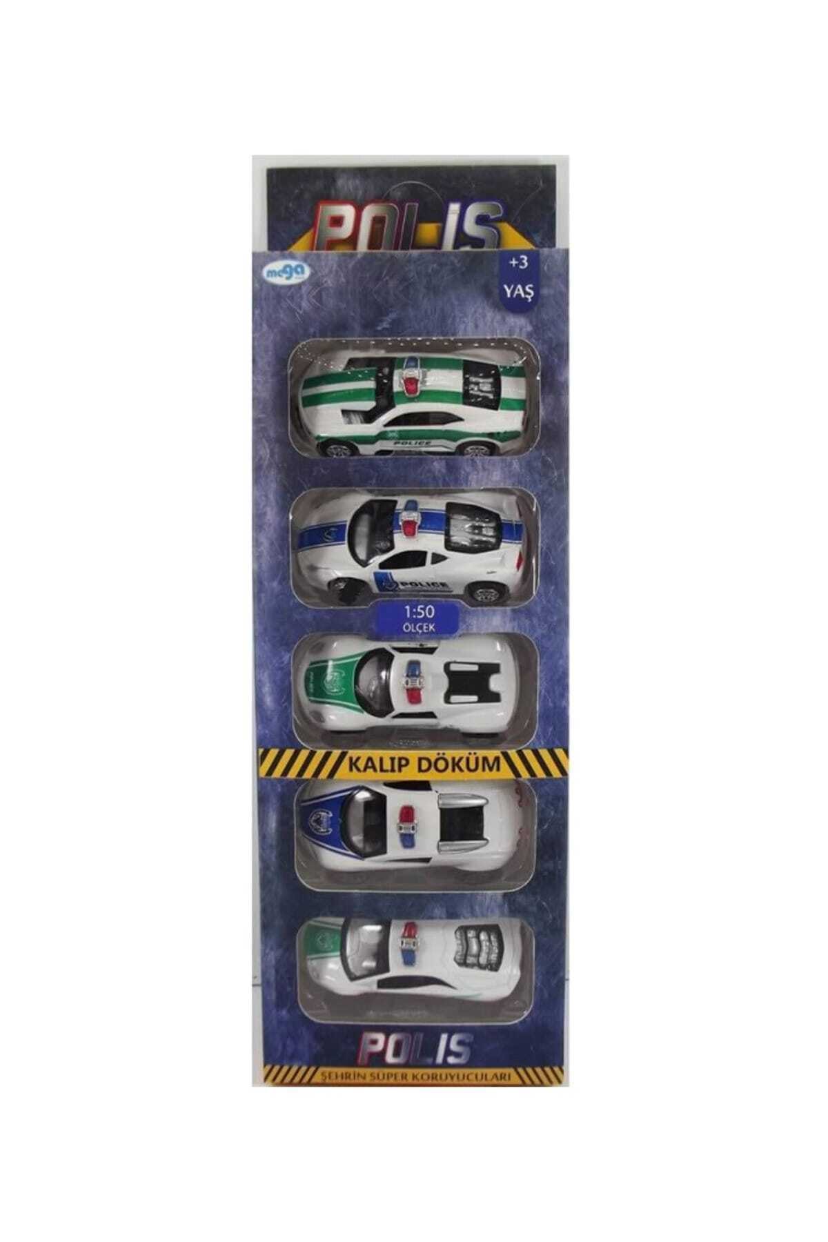 Red White Die Police Car 5pcs