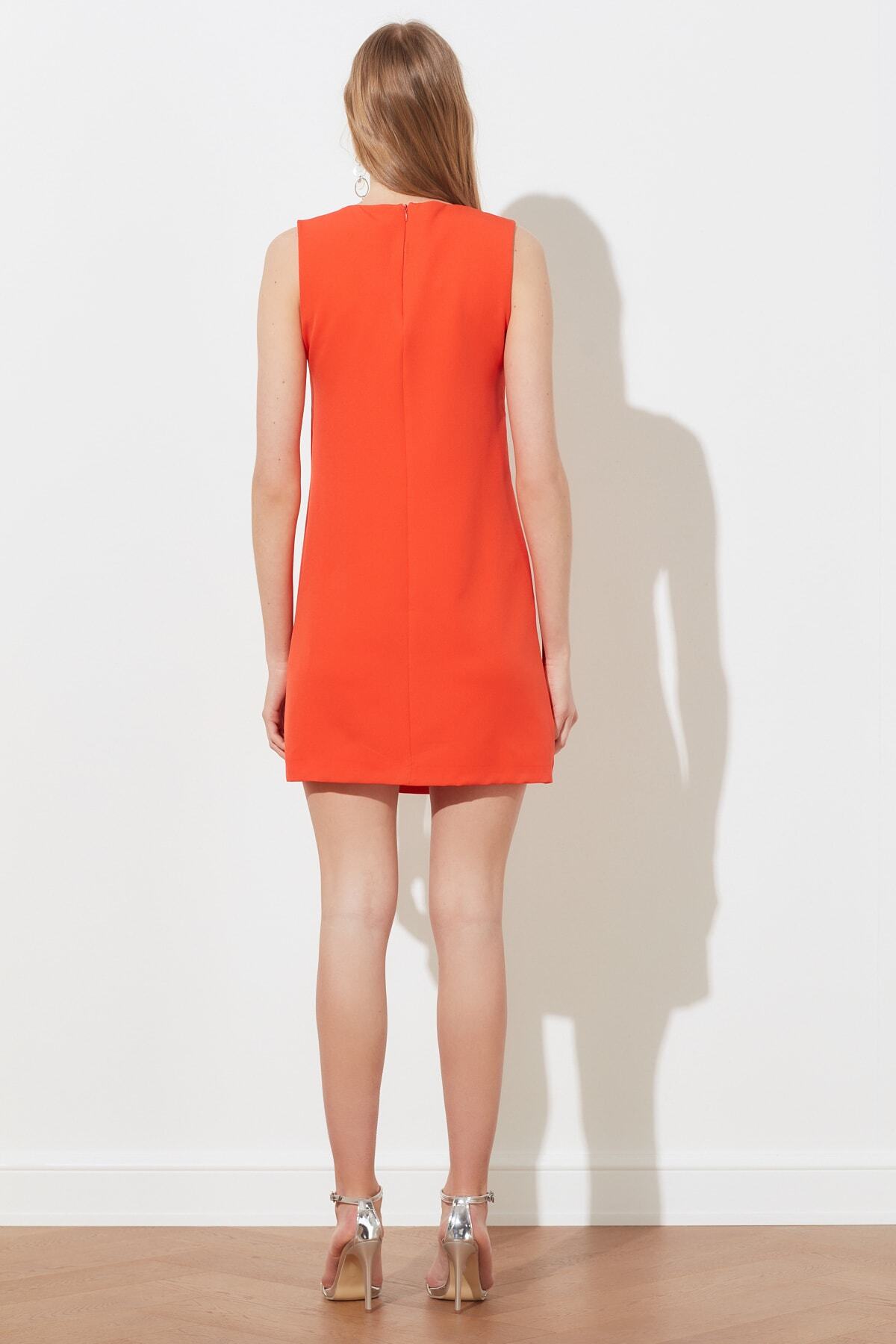 Trendyol Collection-Pomegranate Flower Straight Cut Sleeveless Crew Neck Mini Woven Dress TWOSS19FG0063 4