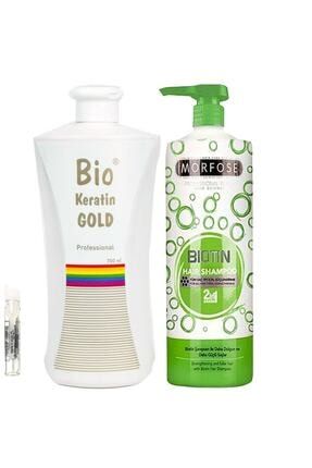 Gold Brezilya Fönü Kalıcı Saç Düzleştirici Keratin + Morfose Biotin Şampuan 1000ml Saçbakımset-5