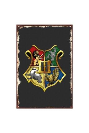 Harry Potter - Gryffindor Slytherin Hufflepuff Ravenclaw Retro Vintage Ahşap Poster Tablo BLRMDFPOS0000033
