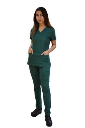 Doktor Hemşire Likralı Terrycoton Haki Yeşili Cerrahi Takım MG54255E89