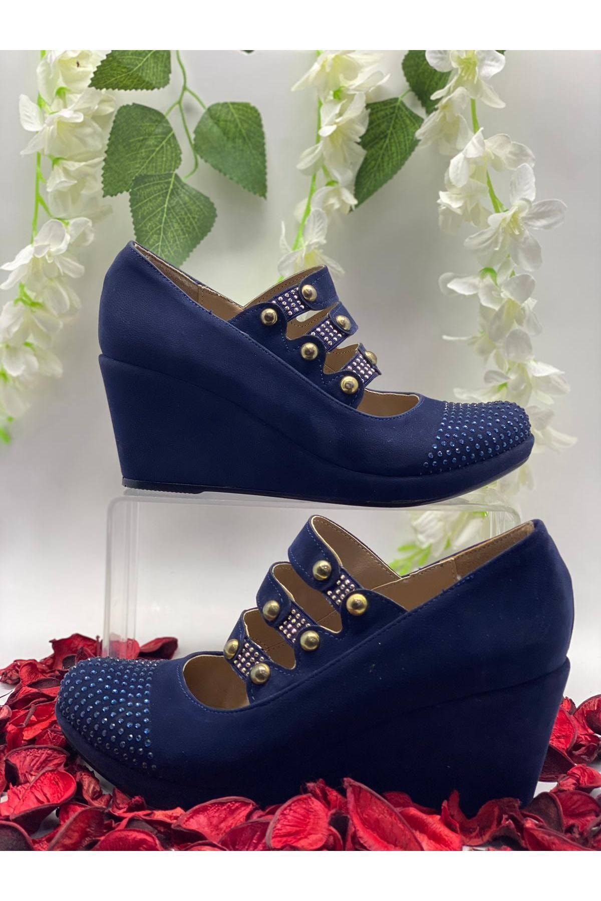Dark blue hot sale wedge heels
