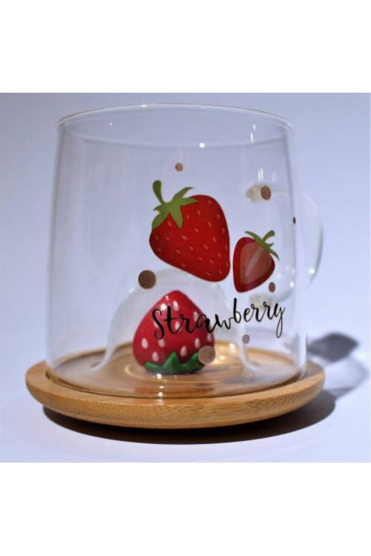 kankar bambu altlikli cilek figurlu cam kupa bardak 1 adet fiyati yorumlari trendyol