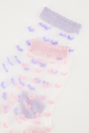 Kadın Çok Renkli Desenli 2'Li Şeffaf Soket Çorap T7522AZ21SP