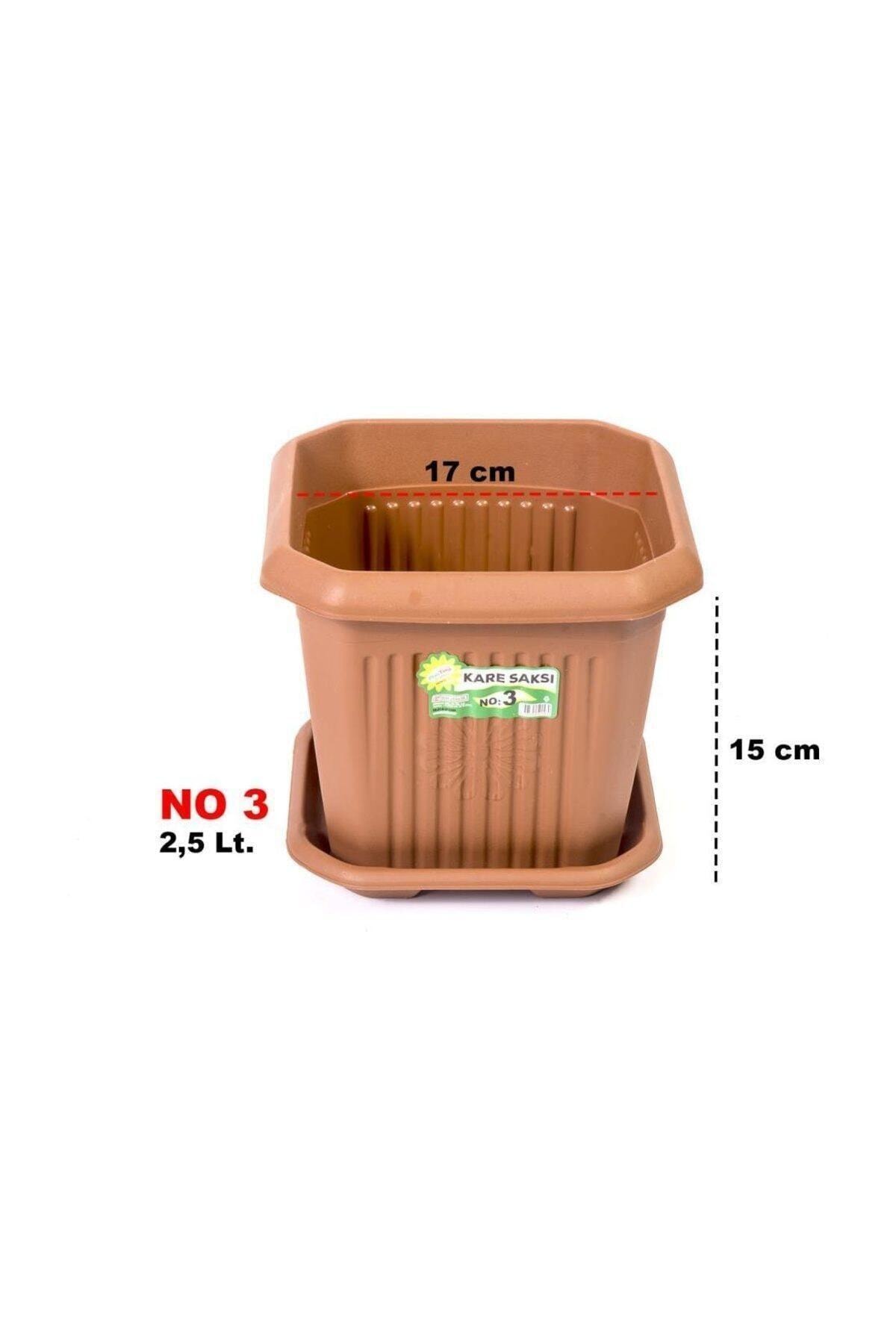 No.3 Saksı Kare Hak Saksı Tabaklı Saksı Kahverengi Kare Saksı 2
