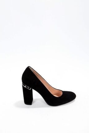 Kadın Siyah Süet Klasik Topuklu Ayakkabı 349