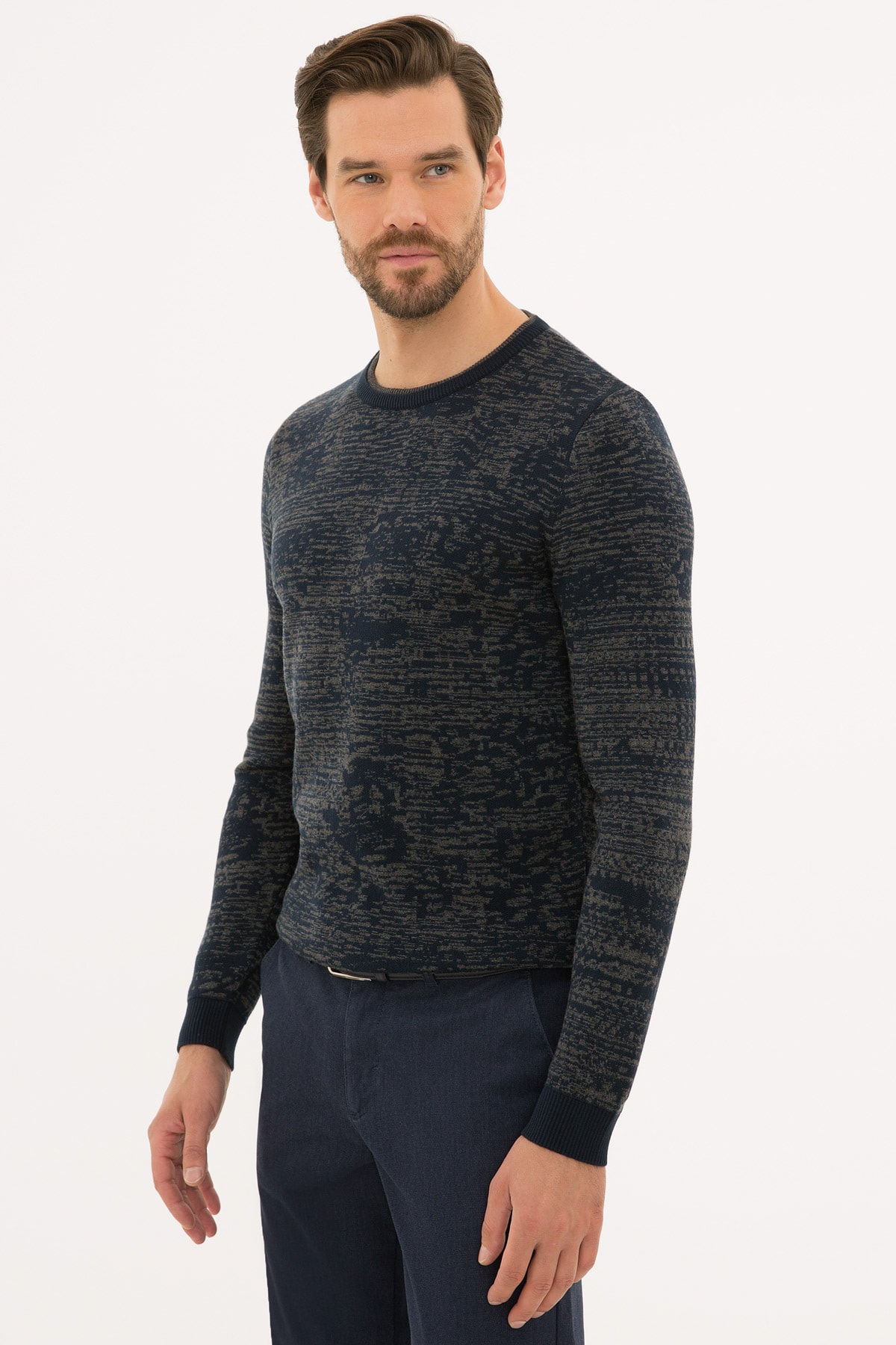 بافت و پلیور مردانه آبی سرمه ای Pierre Cardin | G021SZ0TK.000.1121985 اورجینال - تصویر 3