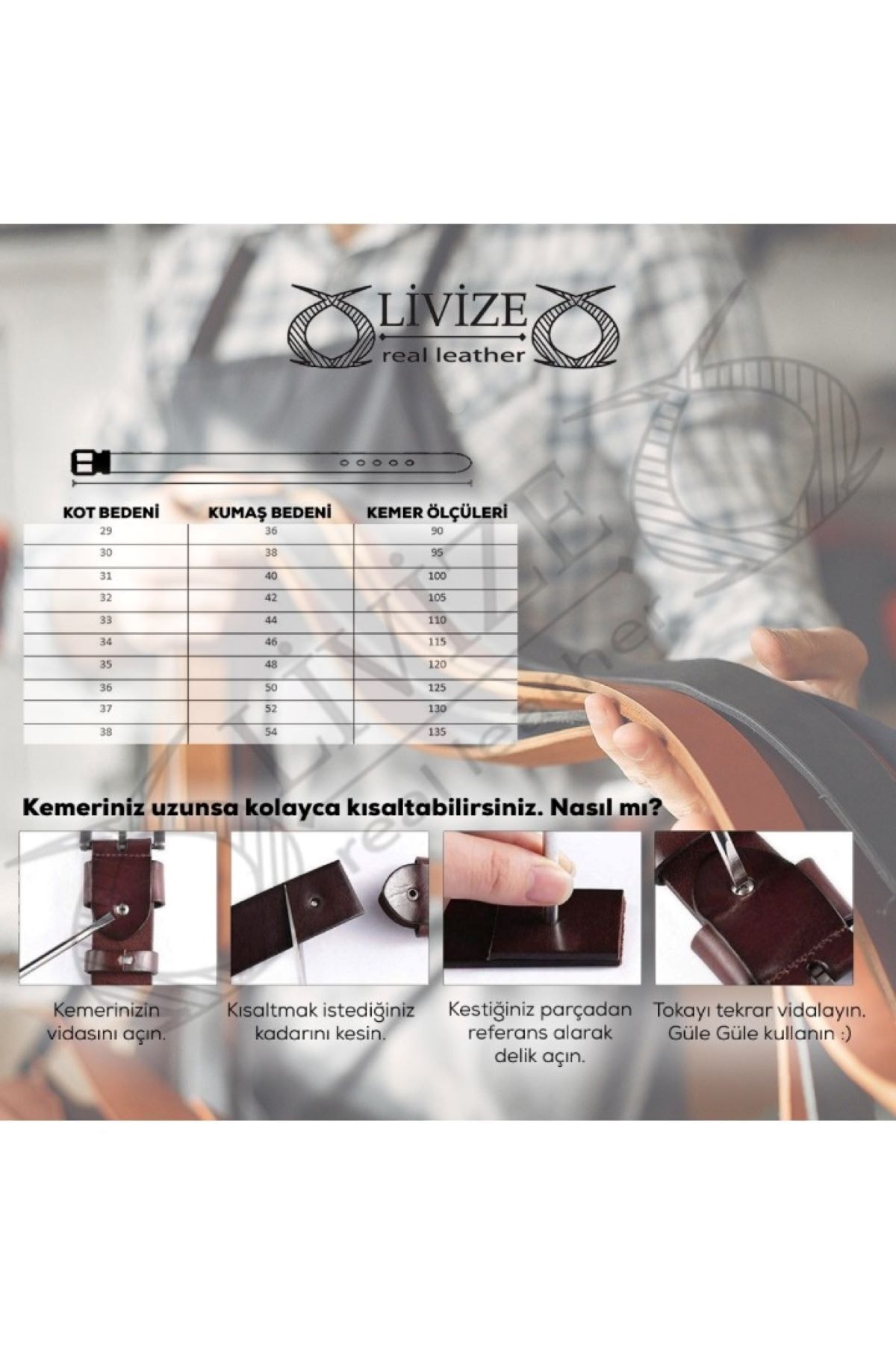 کمربند مردانه قهوه ای Livize | KHVDUZKOT1 اورجینال - تصویر 2