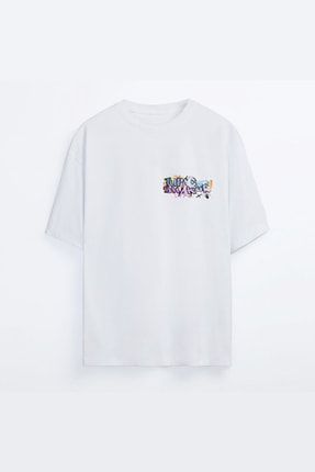 Unisex Oversize Beyaz Graffiti 2pac T-shirt 66429-Oversize-Beyaz-Graffiti2Pac