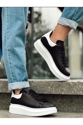 Unisex Siyah Beyaz Yüksek Taban Sneakers Ayakkabı vvayk002