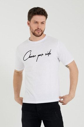 Erkek Beyaz Oversize Modelli T-shirt CHOSEYOUR