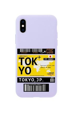 Iphone Xs Tokyo Bilet Tasarımlı Lila Telefon Kılıfı MCIPXSLTKYO