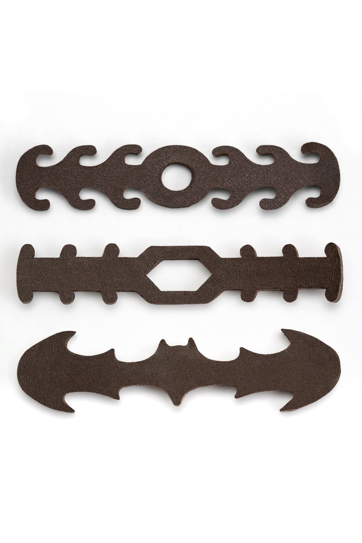 CA-Leather Deri Maske Tutucu 3'lü Set Kahverengi