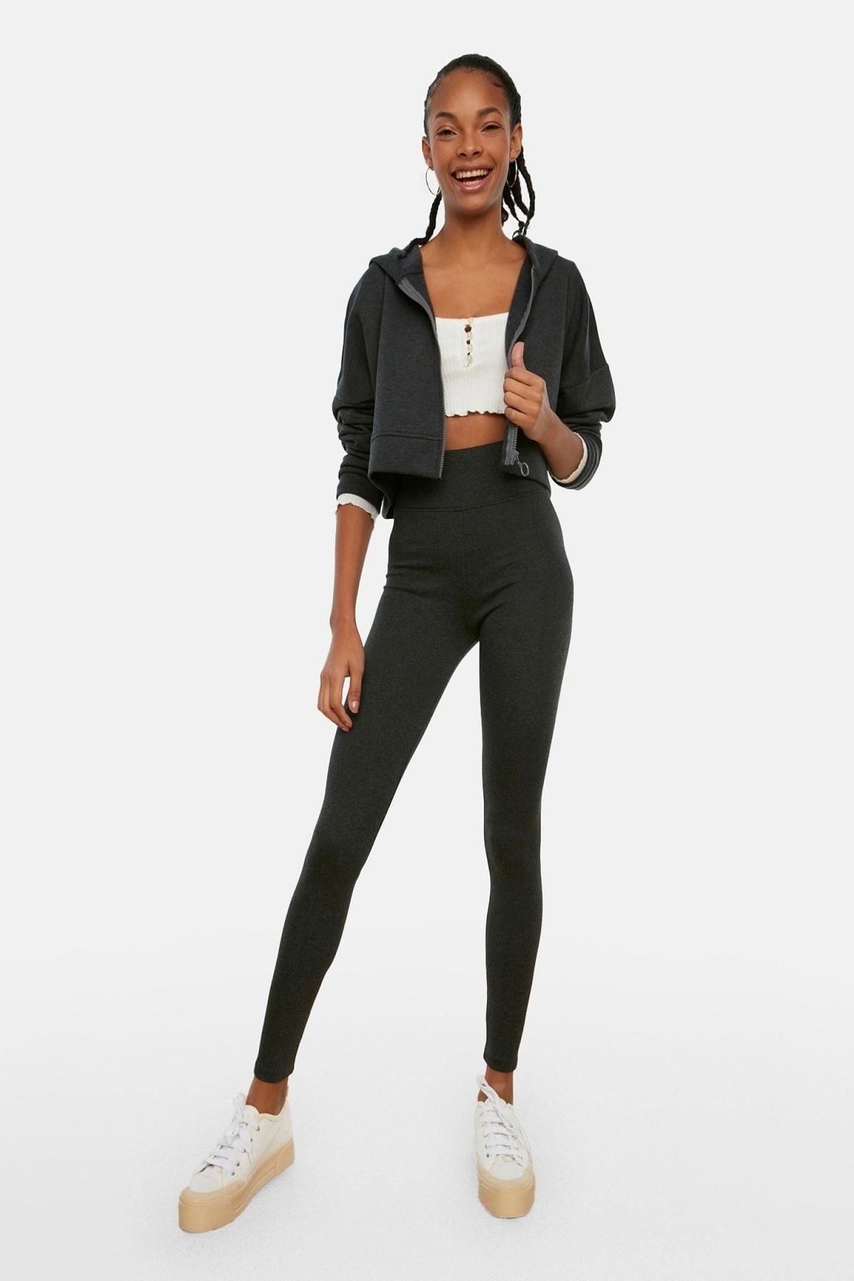 Trendyol Collection Leggings Grau Hoher Bund