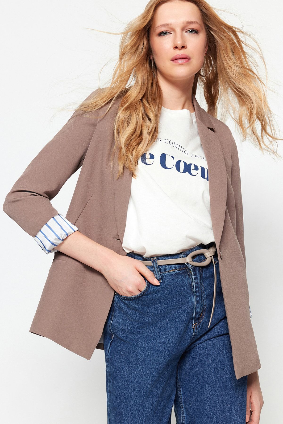 TRENDYOLMİLLA Vizon Blazer Ceket TWOAW20CE0316