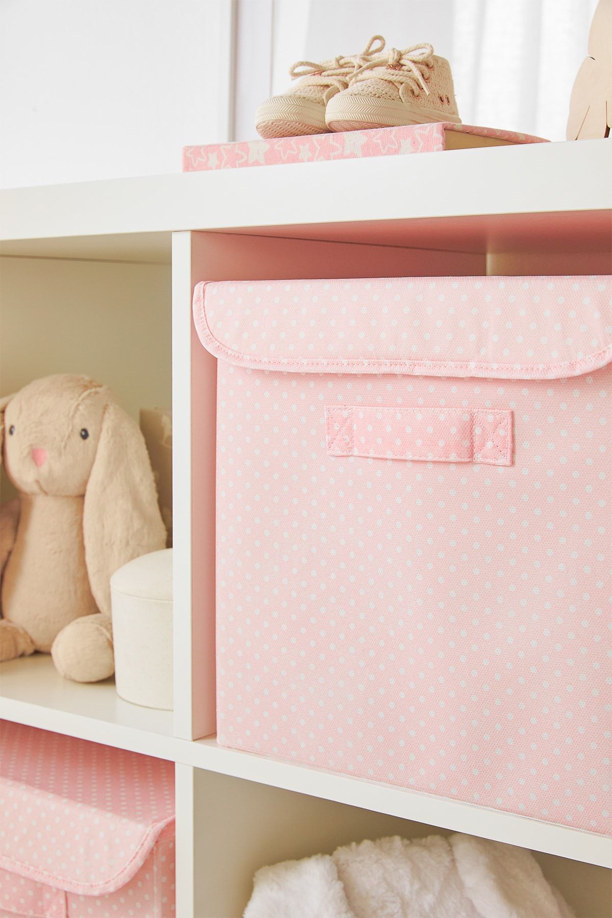 Ocean Home Textile Pink Polka Dot Covered Kids Room Toy Organizer Folding  Storage Box Organizer 30x30x30