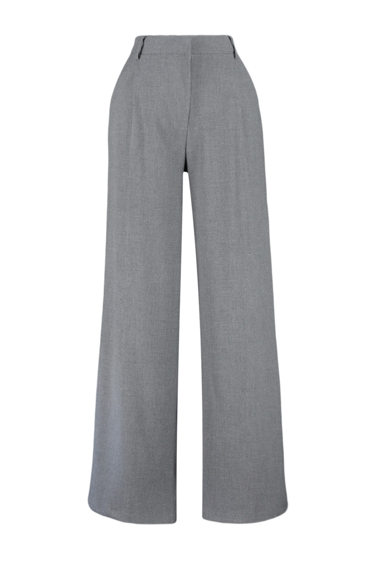 Trendyolmilla  Antrasit Palazzo/Extra Geniş Paça Dokuma Kumaş Pantolon TWOSS23PL00062 Palazzo - Görsel 5