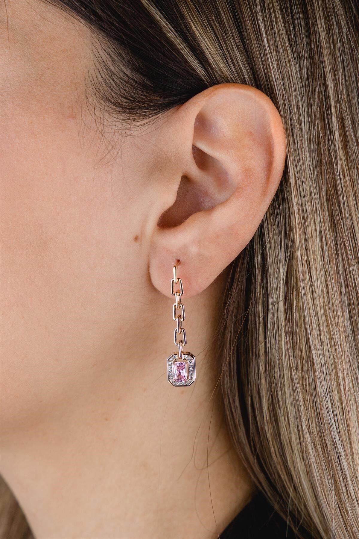 Pink hot sale gold earrings