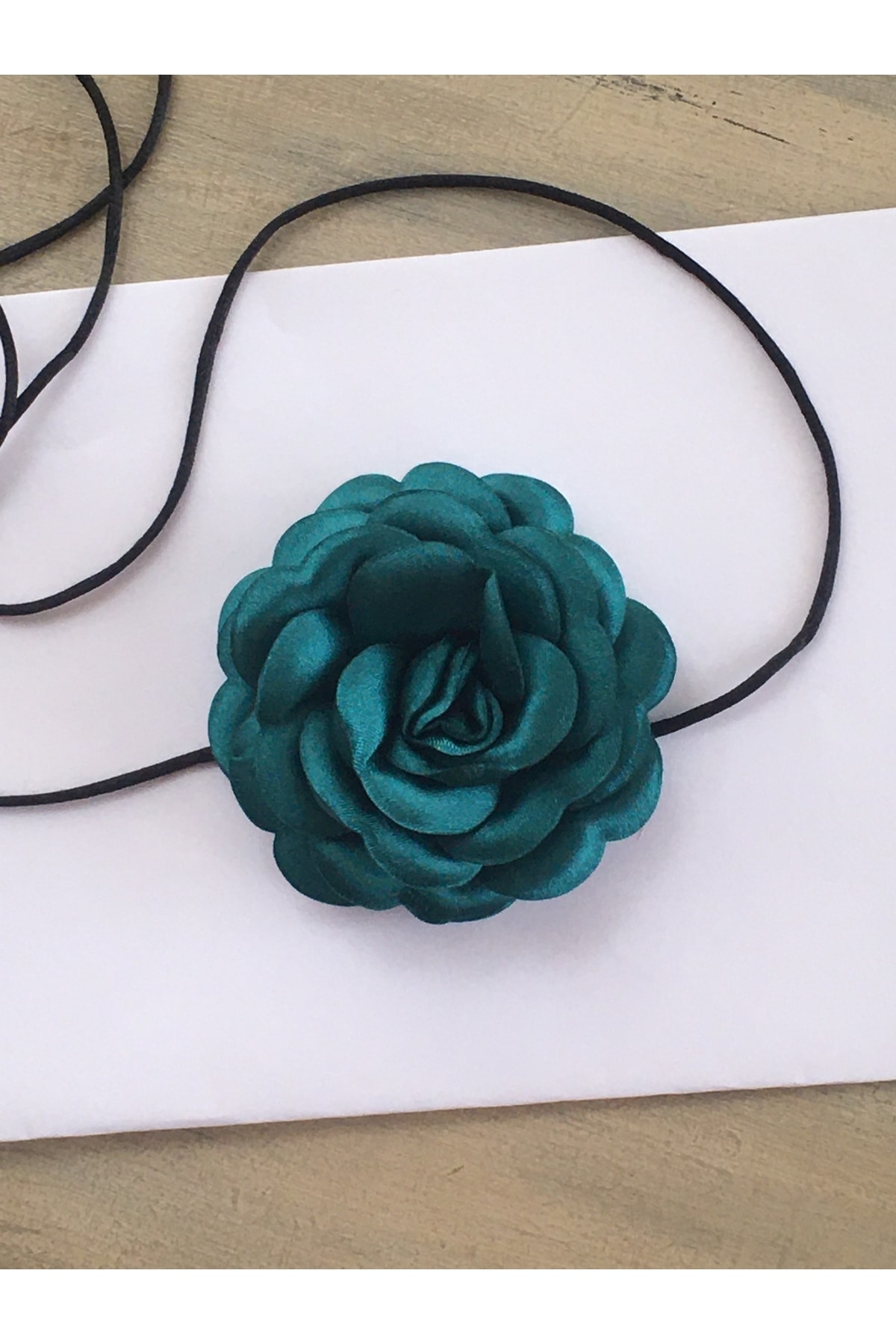 Rose Necklace/satin Flower Necklace (Oil Green)