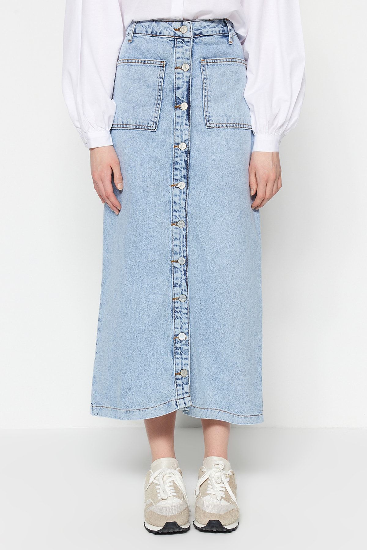 High waisted denim online skirt river island