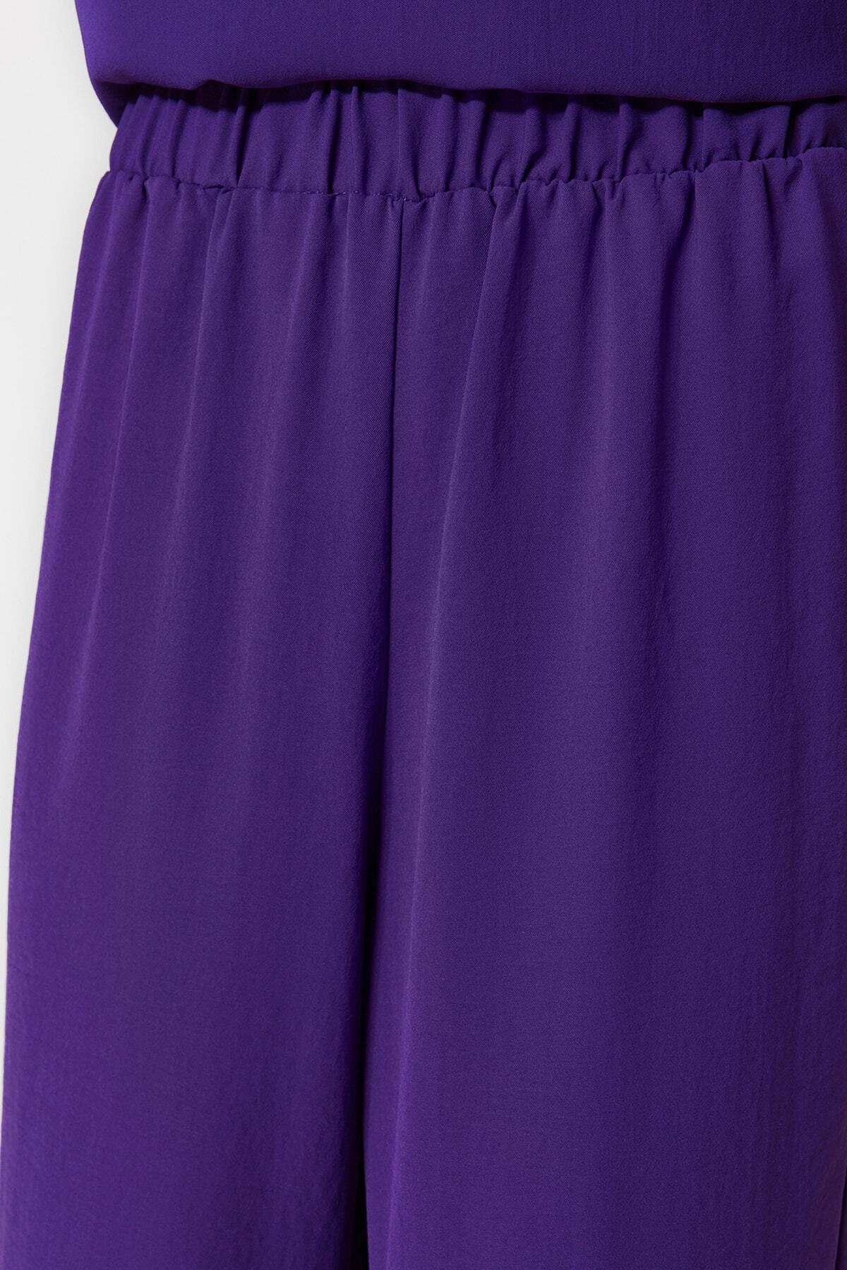 Trendyol Modest-Súprava tkaných aerobínov a nohavíc s fialovým netopierím rukávom TCTSS23US00043 7