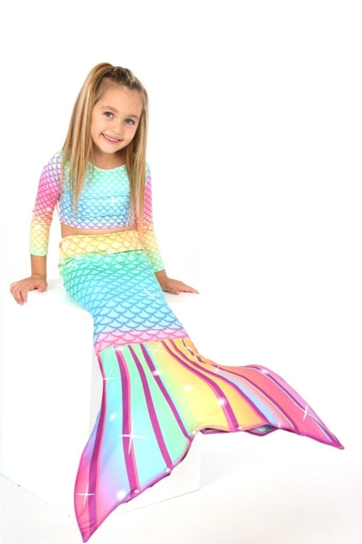 ÖYKÜ KİDS Deniz Kızı Kostümü 3 Parça Uzun Kol