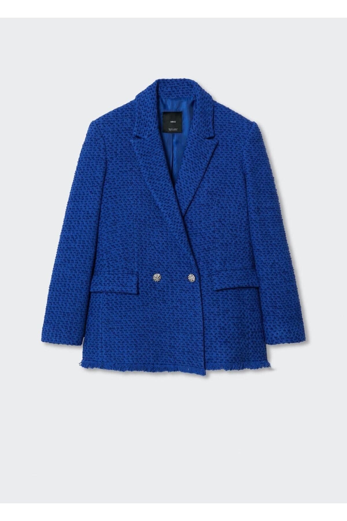 MANGO Woman-Jachetă din tweed cu nasturi Jewel 3