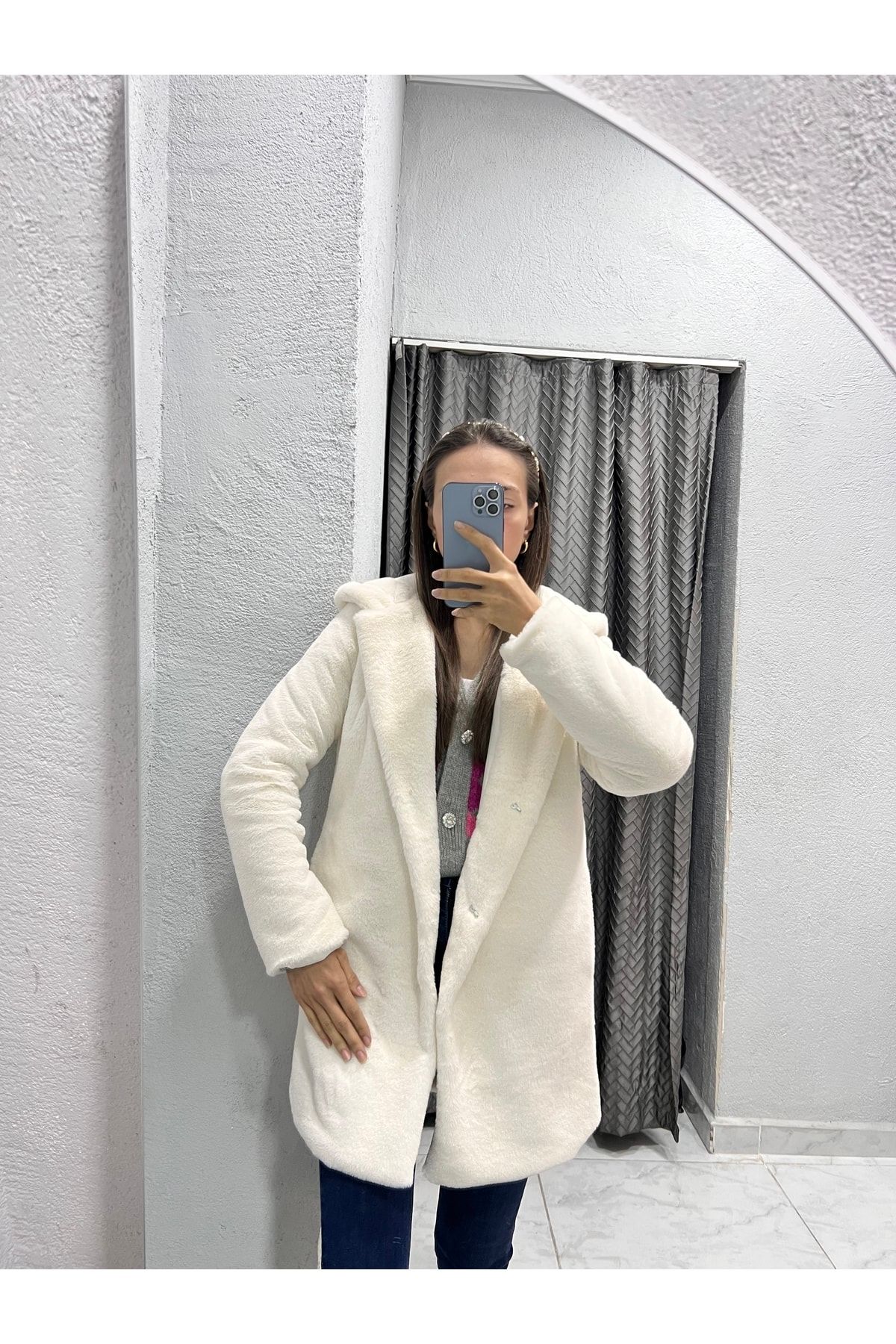 White teddy coat zara top