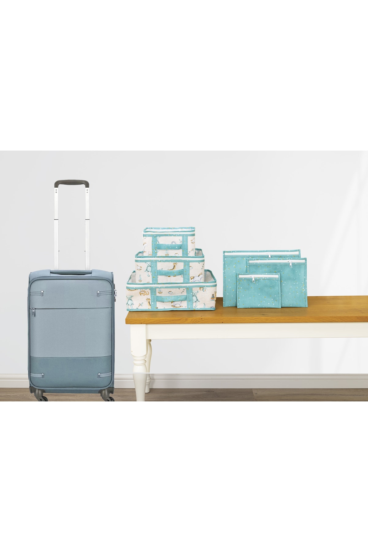 DECODEMA Baby 6'lı Seyahat Seti Bavul Düzenleyici Alt Değiştirme Bakım Çantası Ve Çok Gözlü Organizer Set