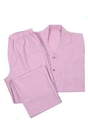 %100 Pamuk Fuşya Çizgili Erkek Pijama Takım Terry GS2012053005056