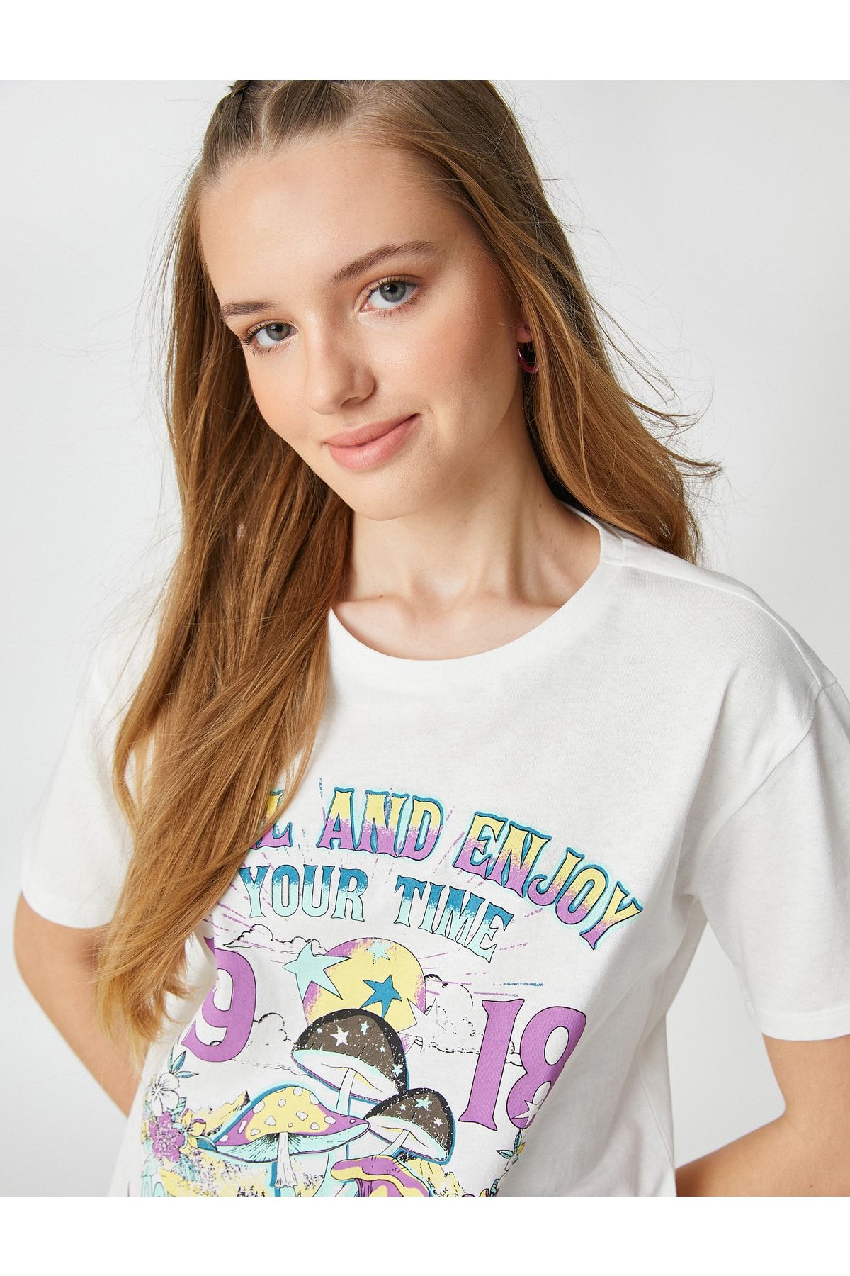 Koton T-Shirt Ecru Regular Fit