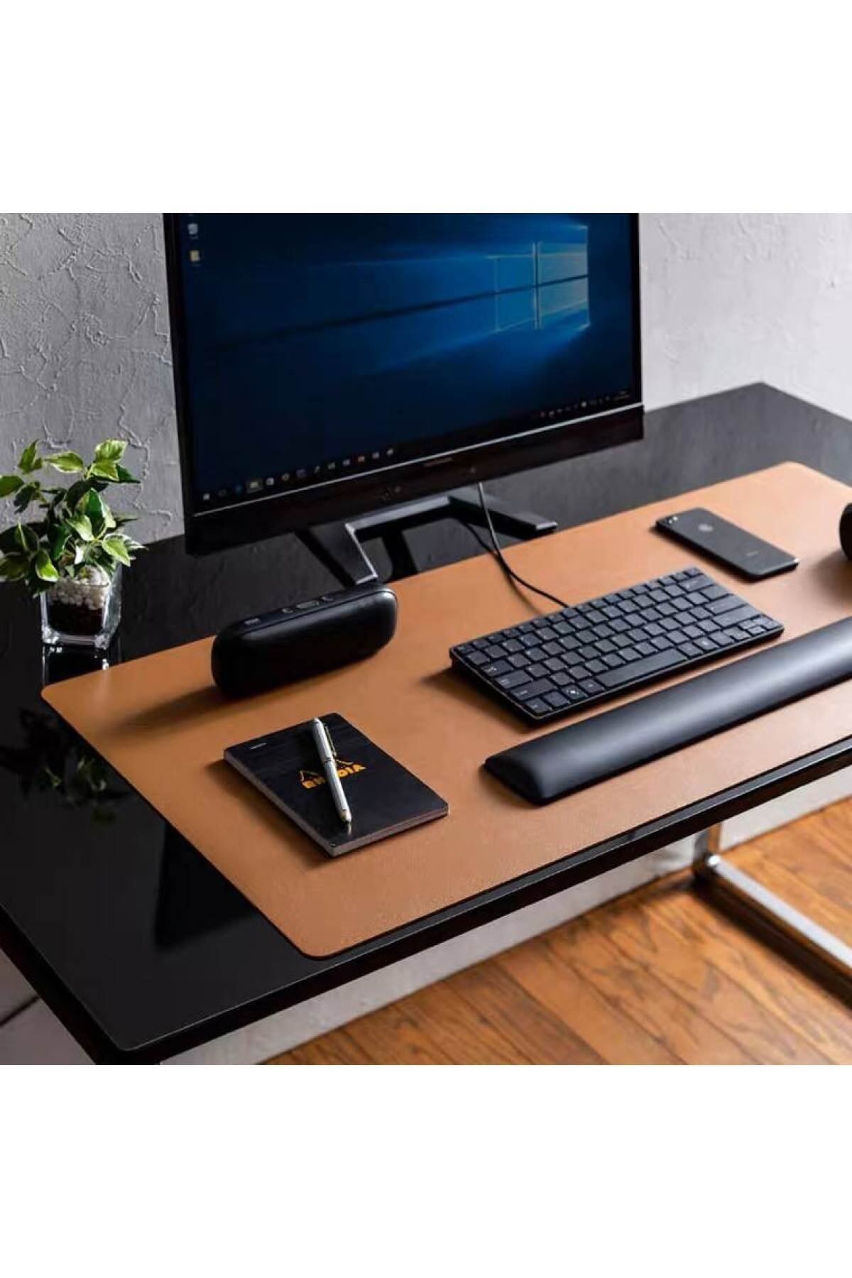 Xrades Deri Mousepad Laptop Bilgisayar Için Geniş Masa Matı Deri Mouse Pad 80x40 Cm Taba