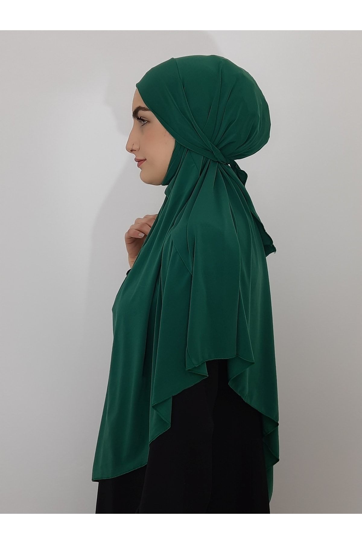 nazenin export-Ready Suffle Bagged Practical Capeli Large Scarf Khimar Green Color 4