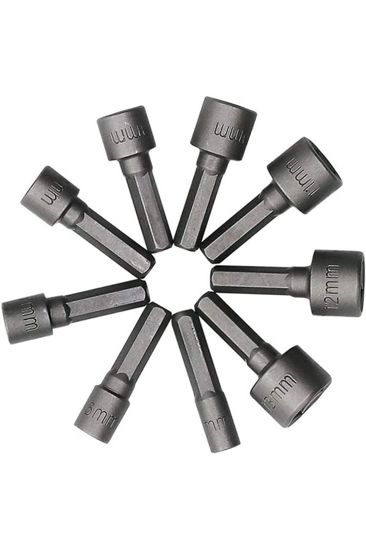 Depolife-Nut Extractor Bits Socket Set 1/4" Thread Metric Adapter Drill Bit 5 To 13mm Hex Shank 9 Pieces 1