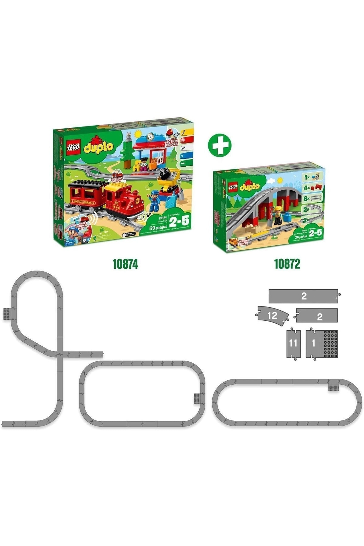 پل قطار دوبلو و ریل‌ها ۱۰۸۷۲ – مجموعه ساختنی اسباب‌بازی برای کودکان (۲۶ تکه)