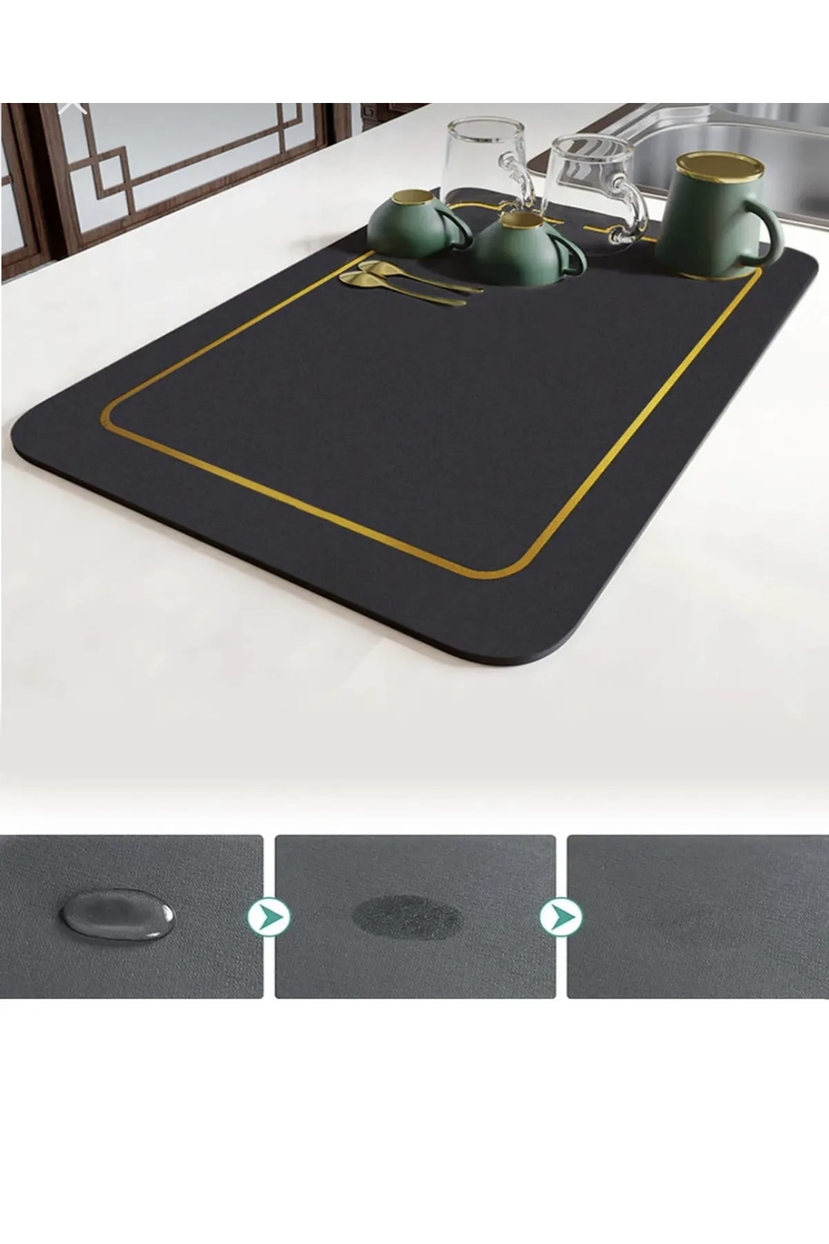 Large Size 50x40cm Rubber Dish Dryer Mat Tablecloth Foldable Countertop Dish Holder
