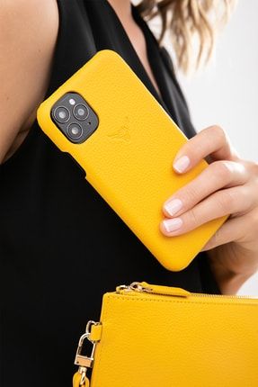 Iphone 11 Pro Uyumlu Deri Kılıf - Güneş Sarısı OC19IP11PLC004