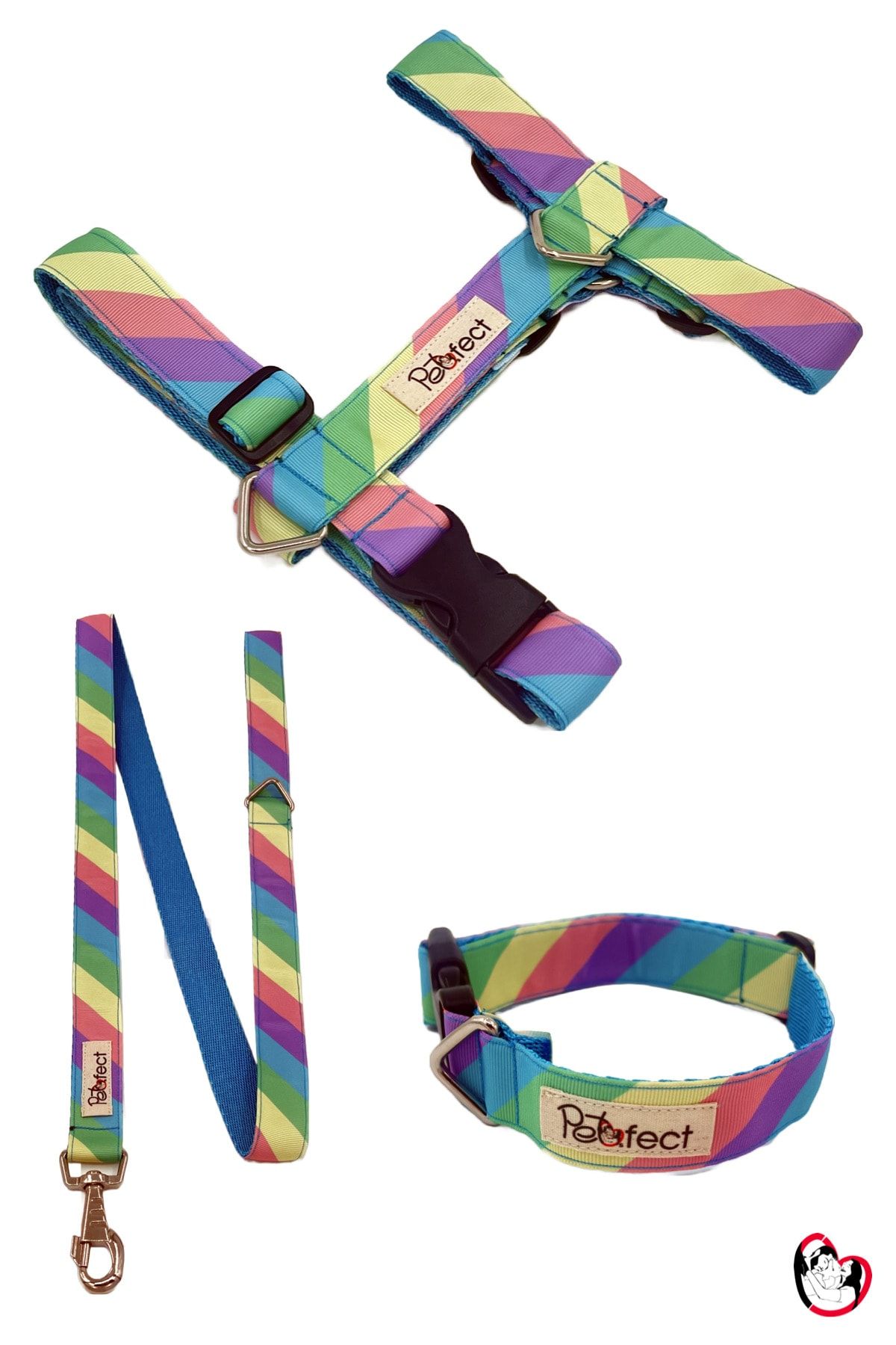 Petsfect Rainbow Köpek Tasma Seti