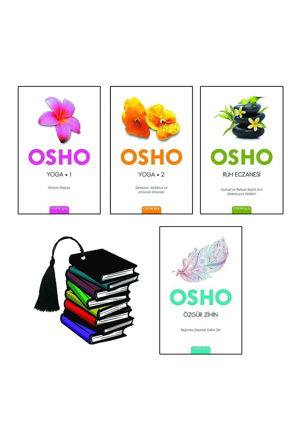 Omega Yayınları Osho - Yoga 1 - Yoga 2 - Ruh Eczanesi - Özgür Zihin - 4 Kitap Set - Yırtılmaz Ayraç Hediye