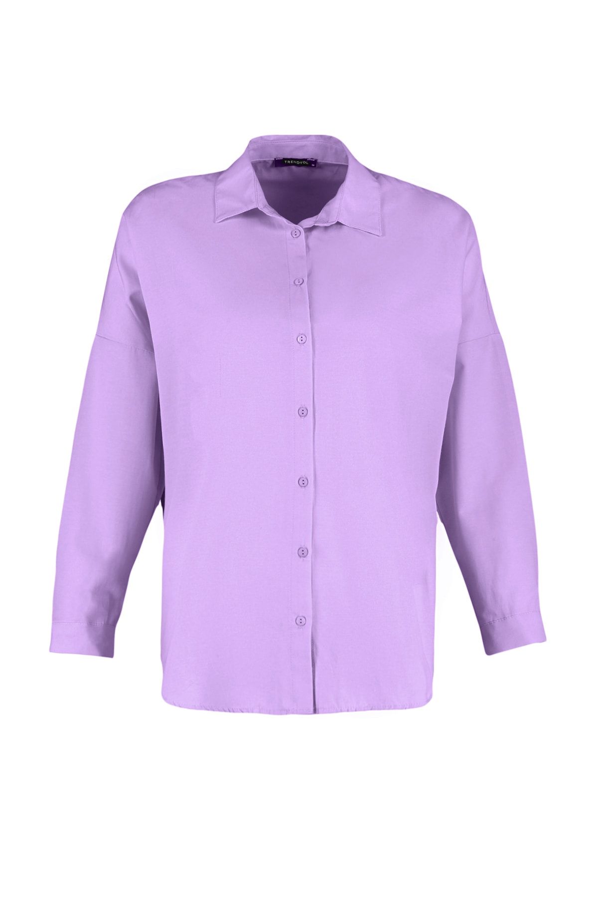 Trendyol Collection-Fioletowa koszula oversize z tkaniny bawełnianej - szeroki krój TWOSS22GO0669 7