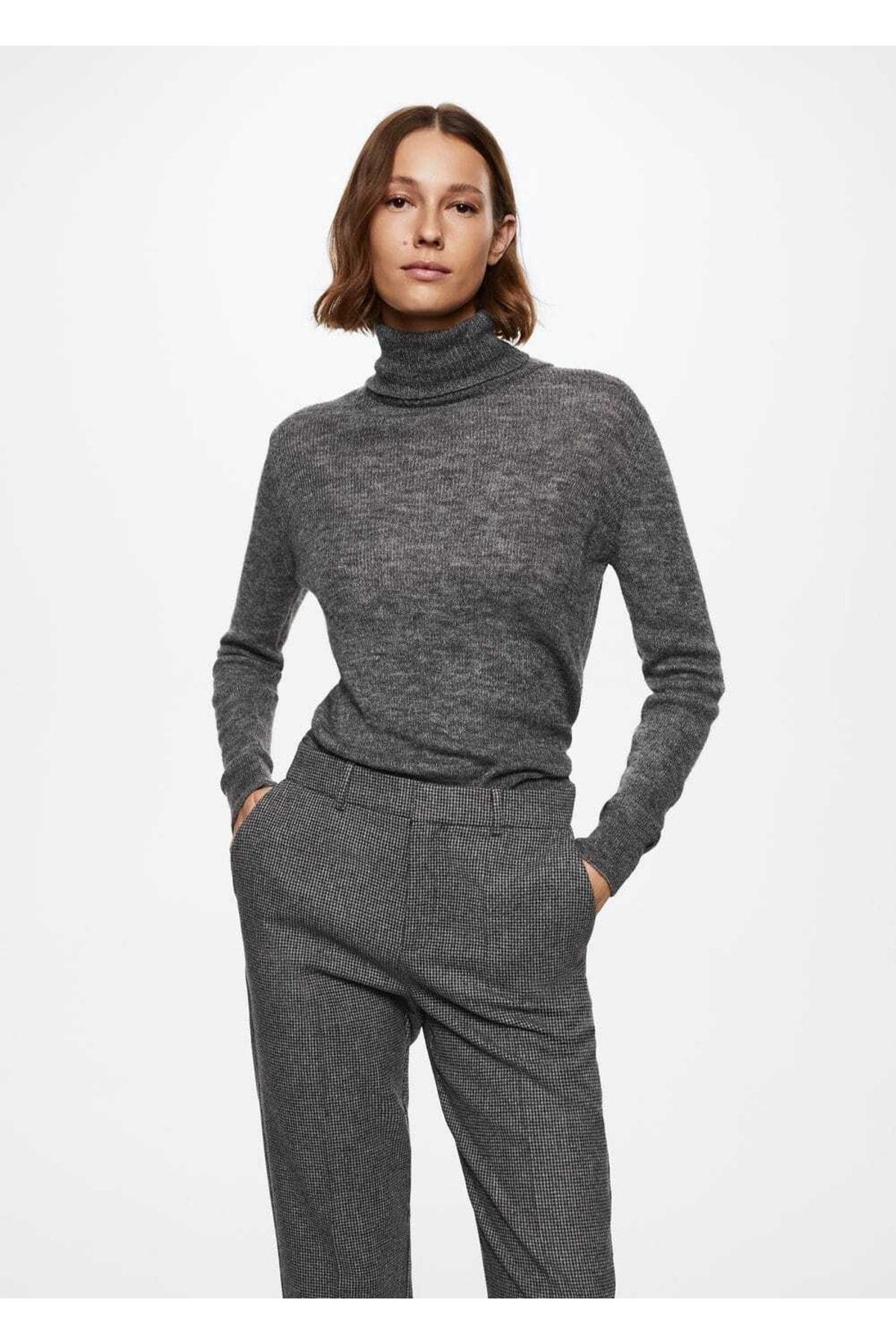 MANGO Woman-Slim Fit vlnené nohavice 5
