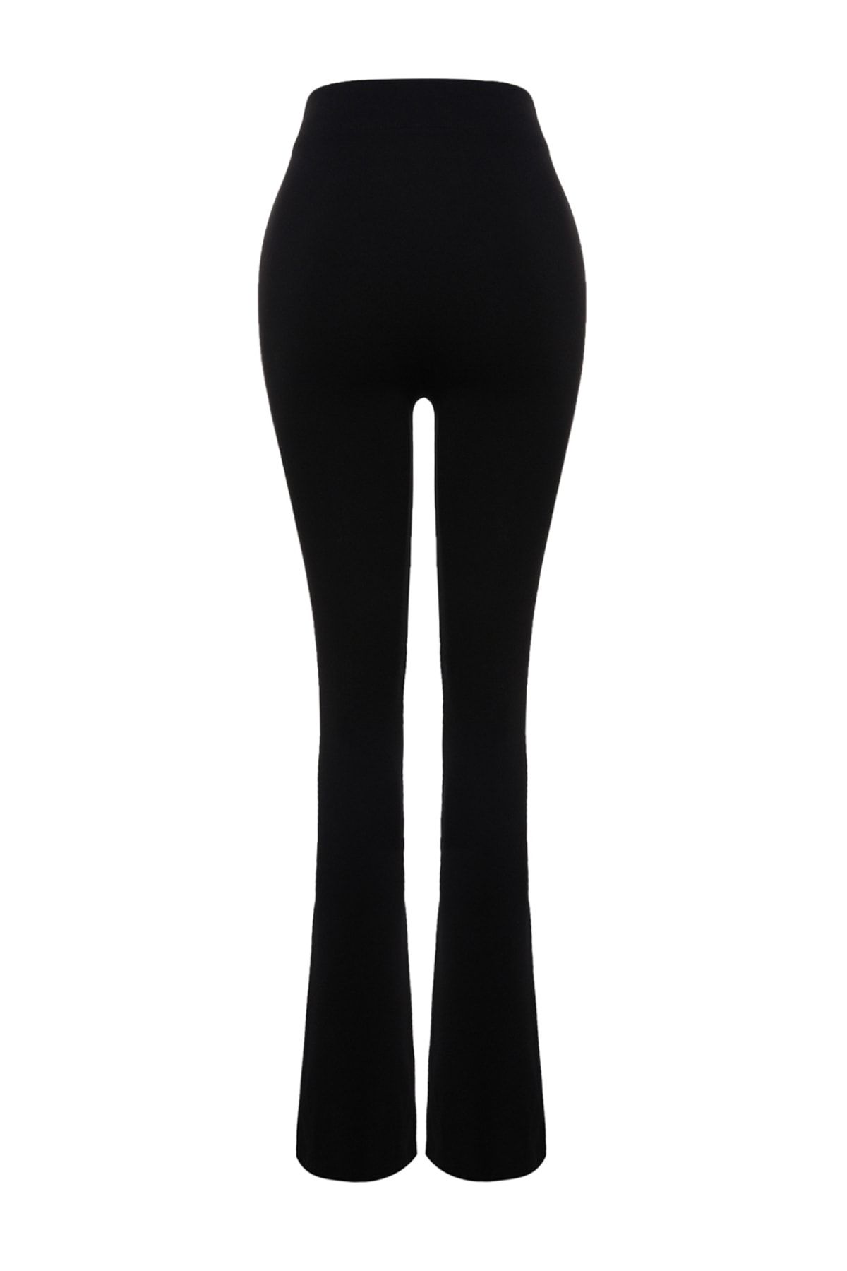 Trendyol Collection-Schwarze Strick-Leggings mit elastischem Bund und geripptem Schlag/Spanisches Bein mit hoher Taille TWOAW22PL0107 7